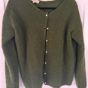 Sezane Olive Green Gaspard Cardigan Sweater